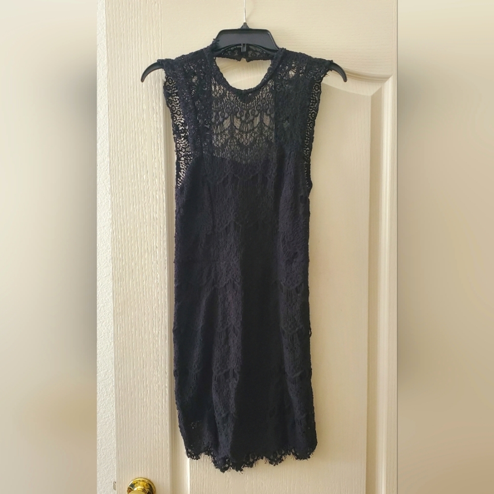 Free People, black dress, lace, black lace, size 6, size small